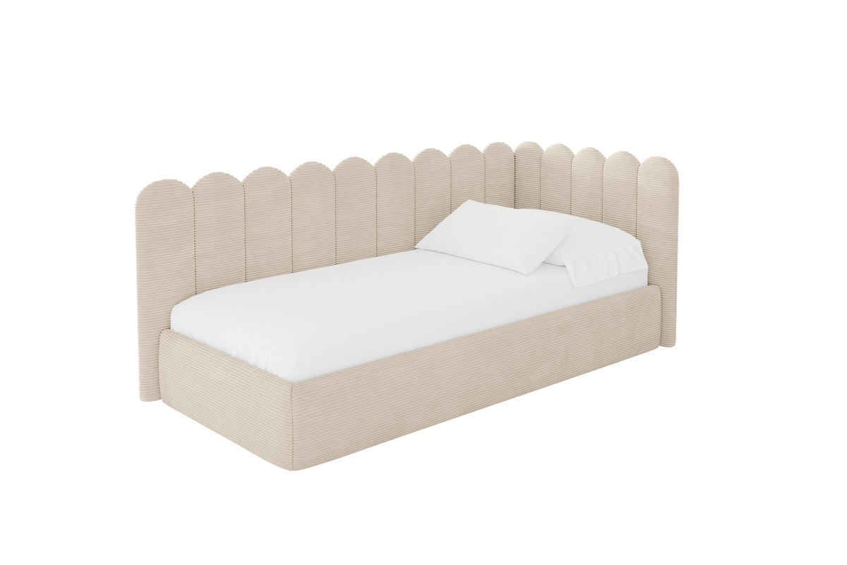 Jugendbett ARTY Cord Linksseitig, Beige - Poso 105 / 80x200 cm / Ohne Matratze