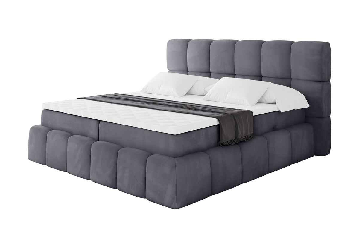 Łóżko boxspring AURI welur, Ciemnoszary - Casablanca 2315 / 120x200 cm / H3