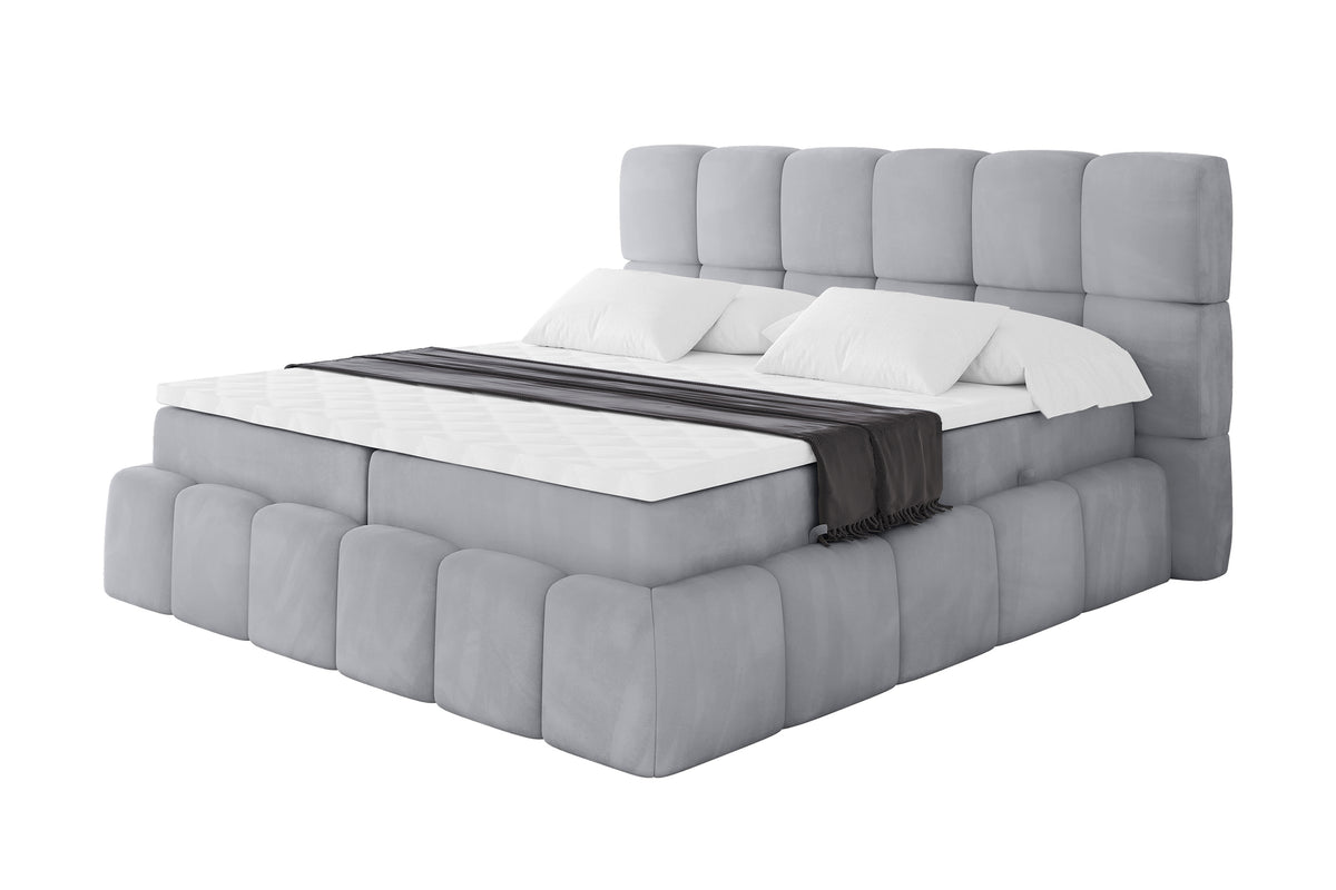 Łóżko boxspring AURI welur, Szary - Monolith 84 / 120x200 cm / H4