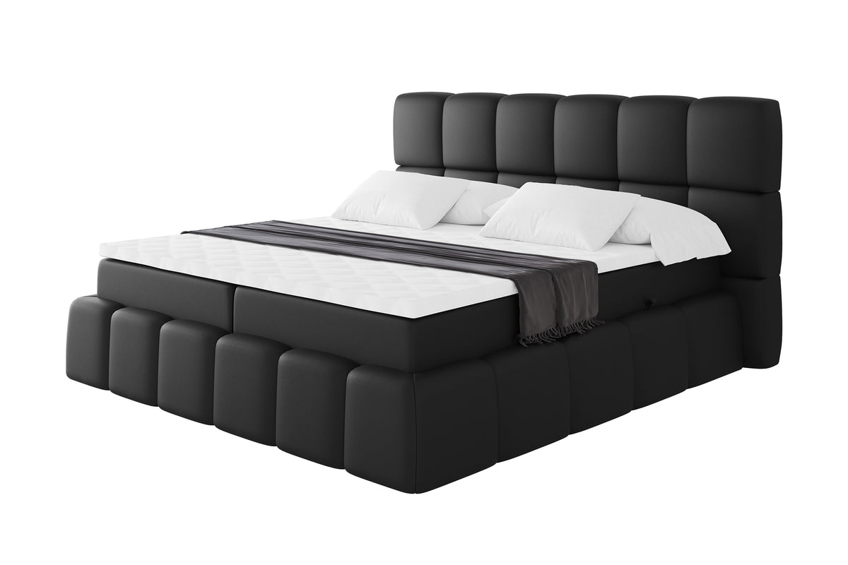 Boxbett AURI Kunstleder, Schwarz - Soft 11 / 120x200 cm / H3
