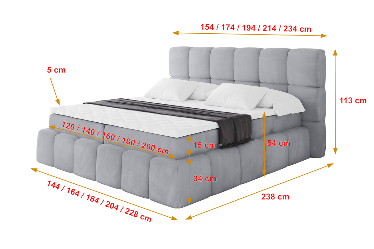 Łóżko boxspring AURI welur