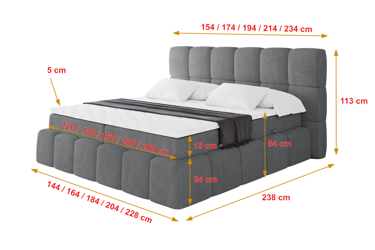 Łóżko boxspring AURI sztruks