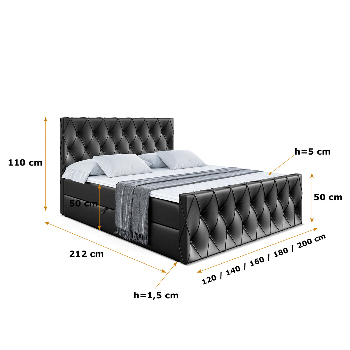 Łóżko boxspring AMAY ekoskóra