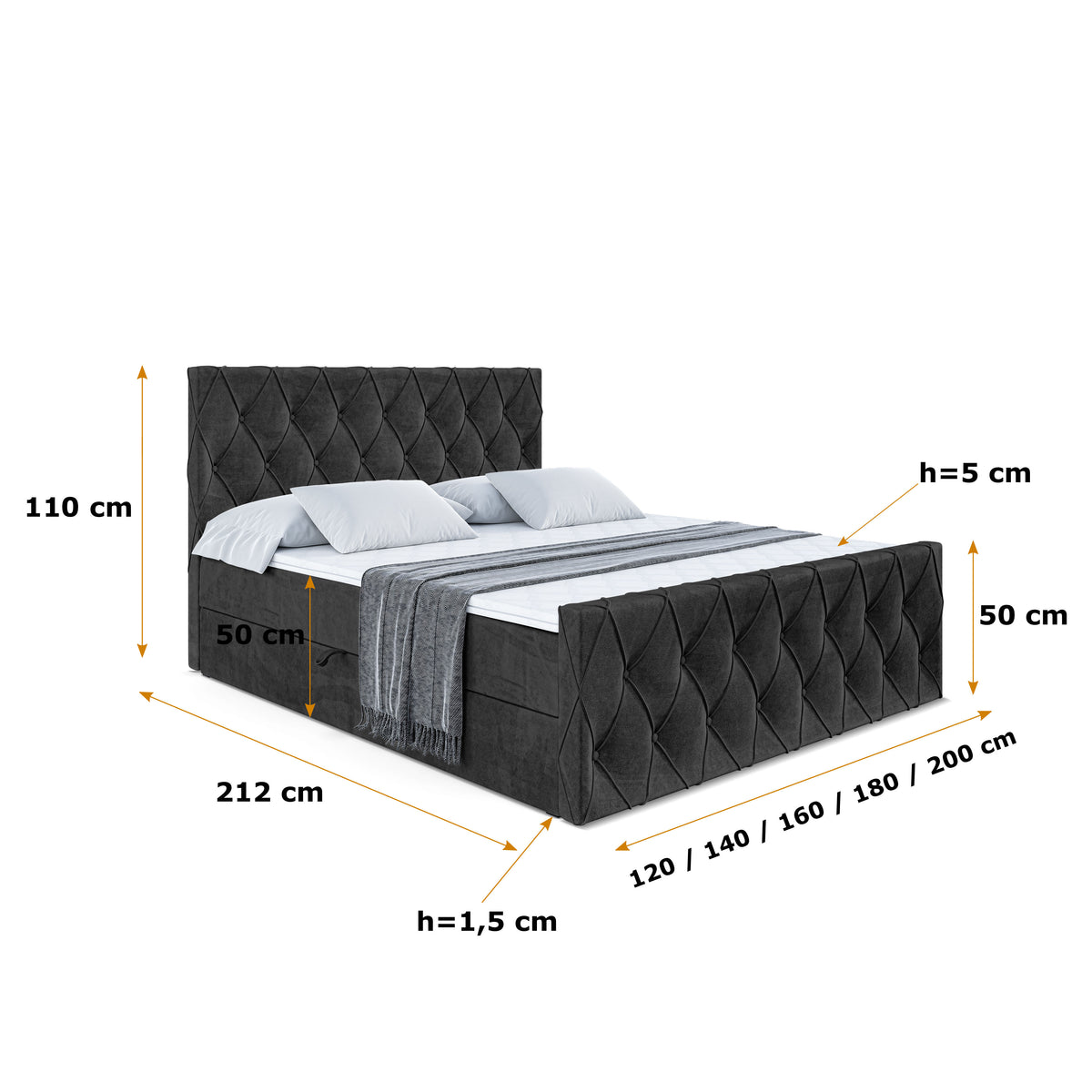 Łóżko boxspring AMAY welur