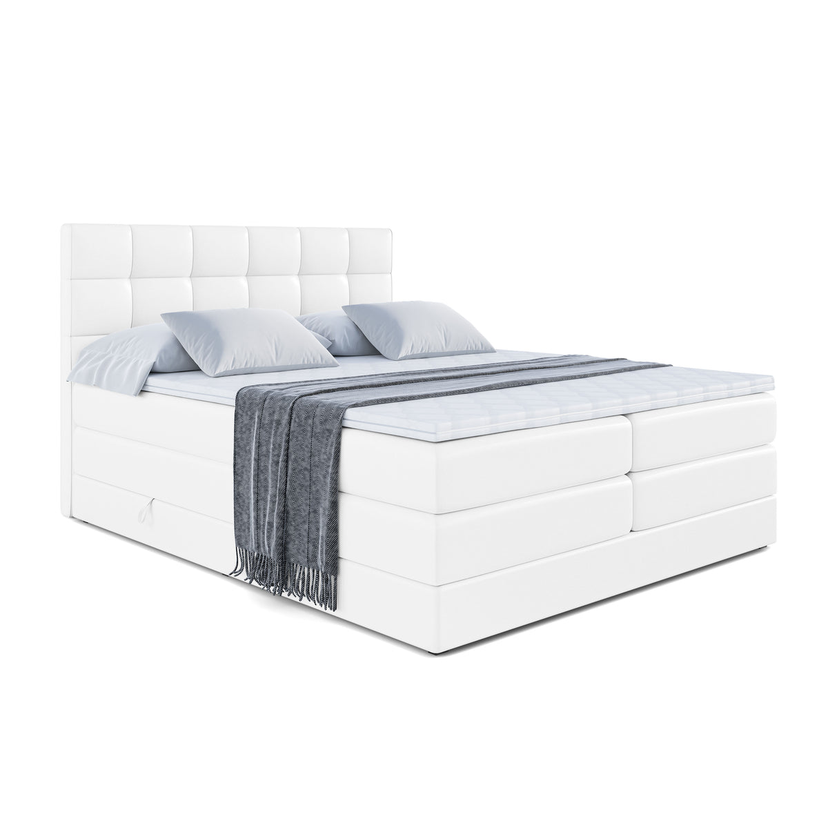 Boxspringbett APO KING Kunstleder, Weiß - Soft 17 / 120x200 cm