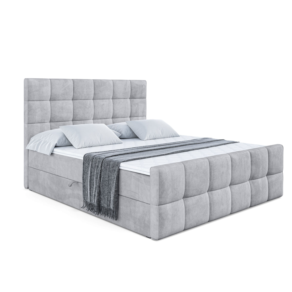 Łóżko boxspring APO-Z welur, Szary - Monolith 84 / 120x200 cm / H3