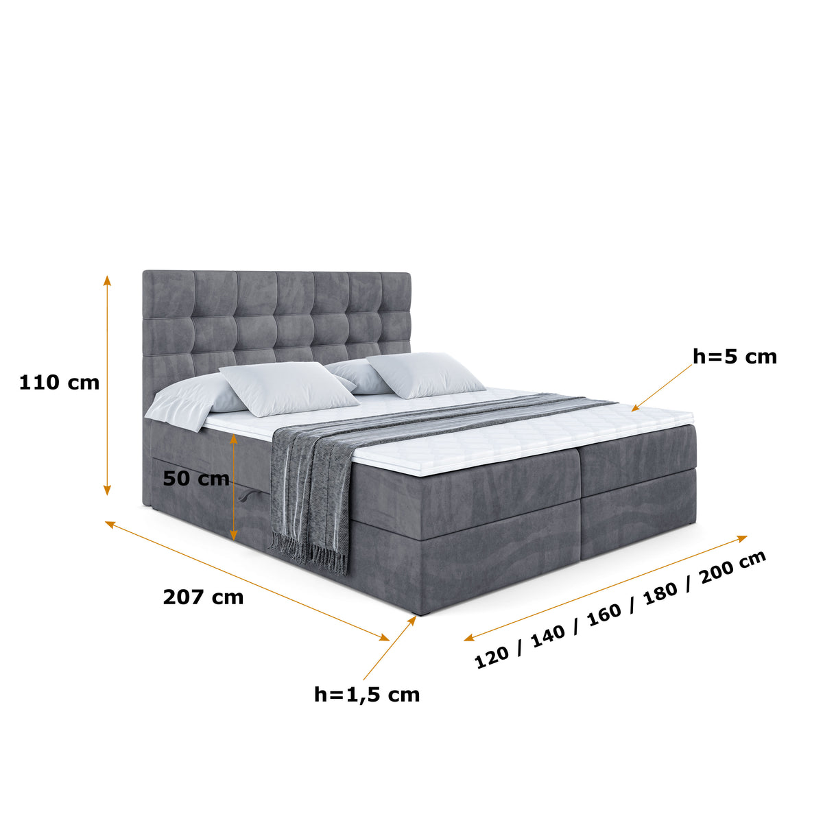 Łóżko boxspring BERO welur