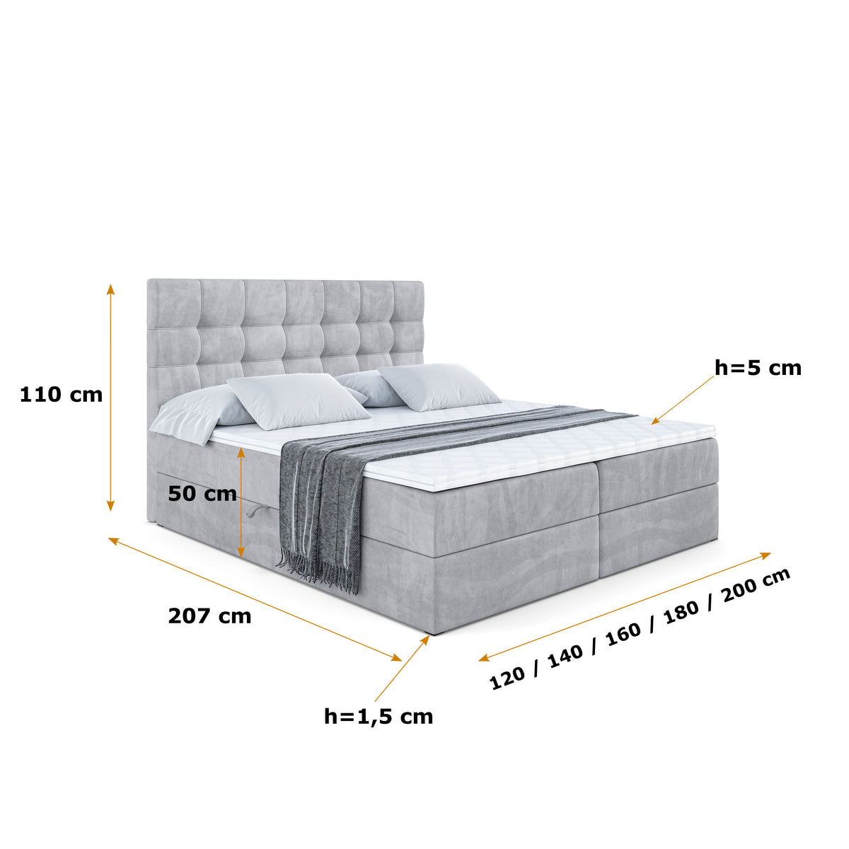 Łóżko boxspring BERO welur