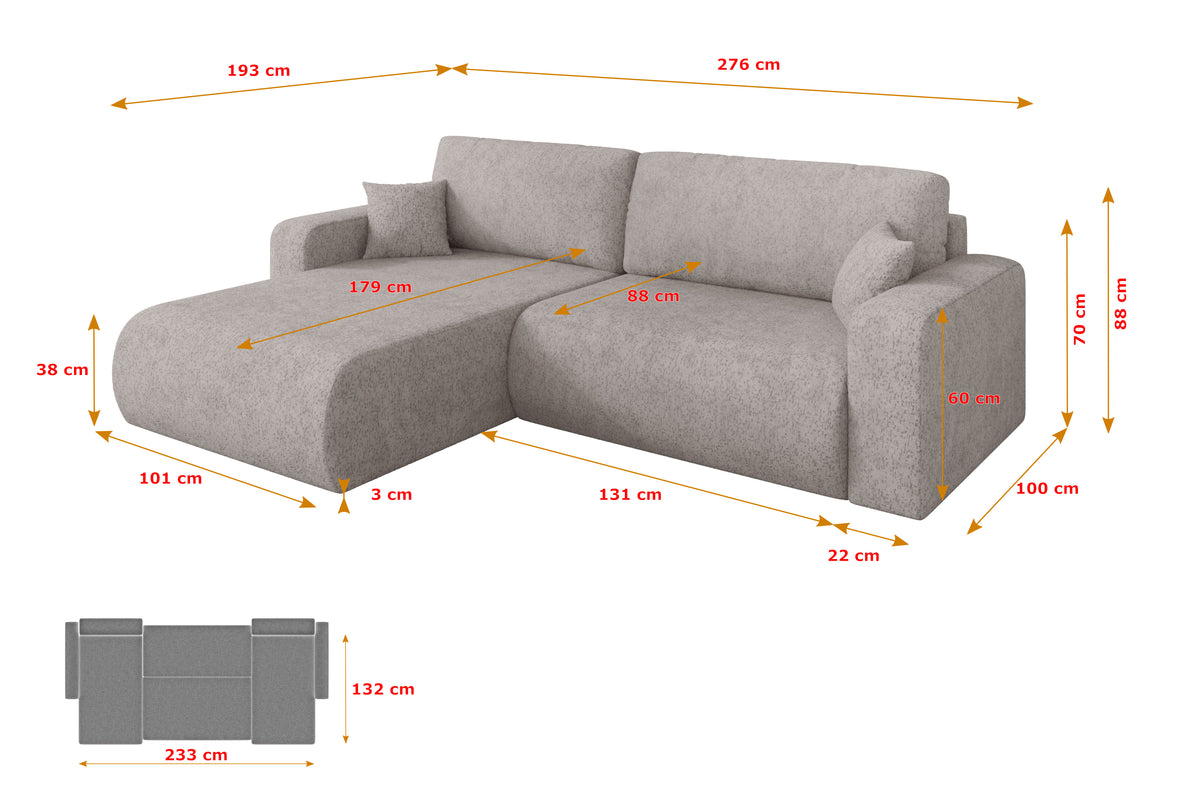 Ecksofa BERY-L Chenille