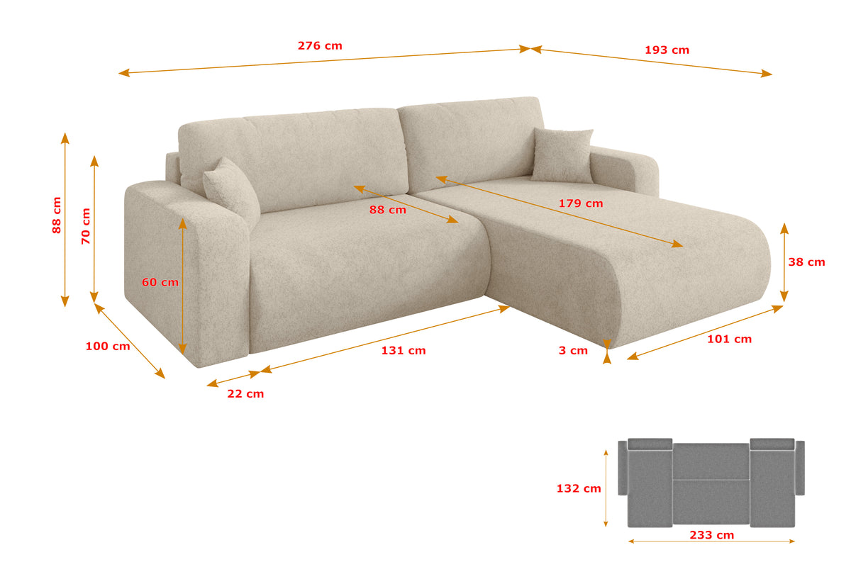 Ecksofa BERY-L Chenille