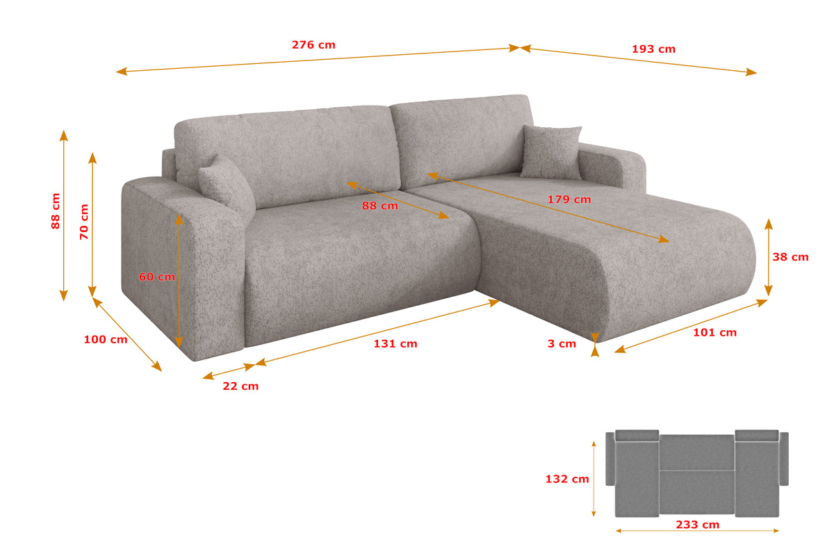 Ecksofa BERY-L Chenille