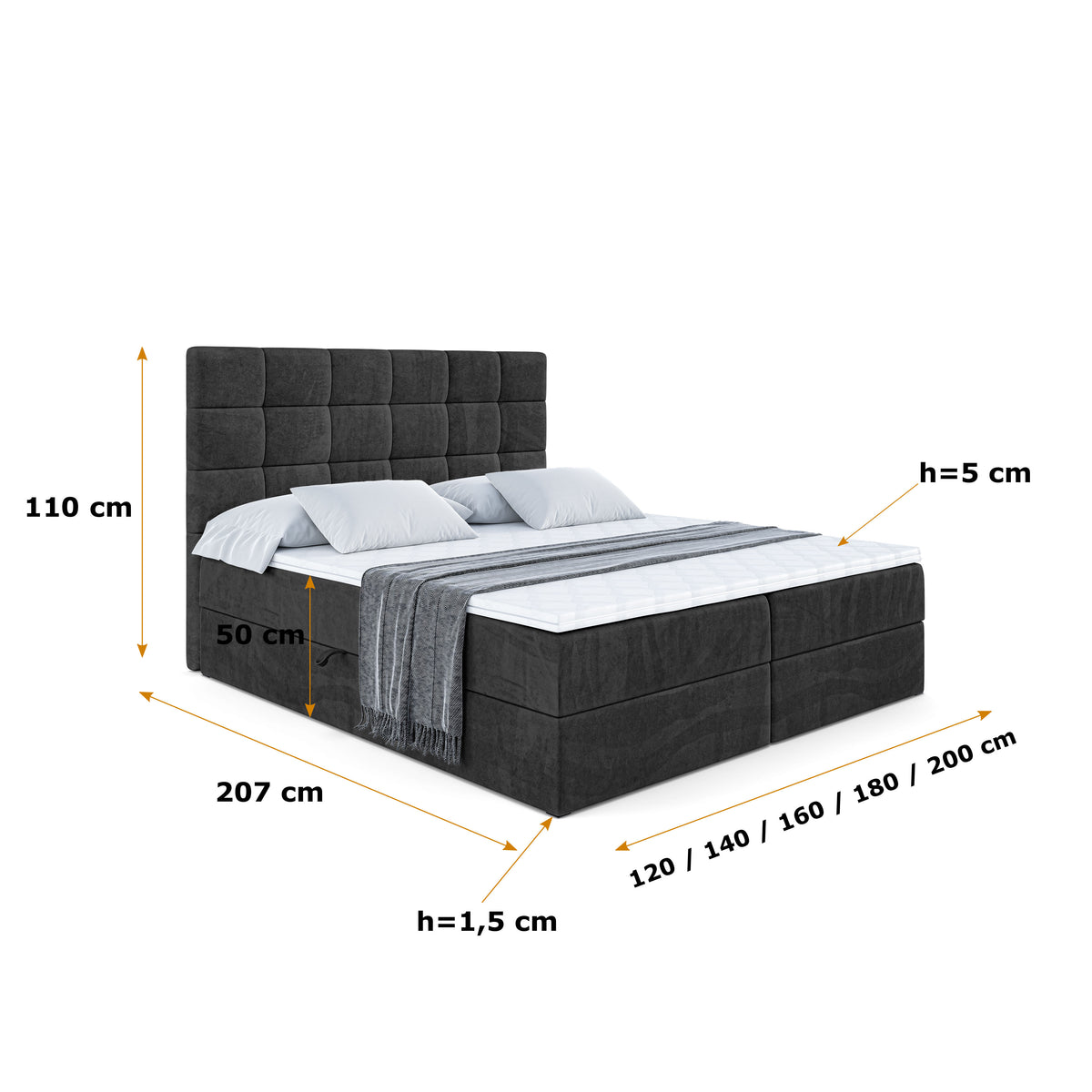 Łóżko boxspring BRUGO welur