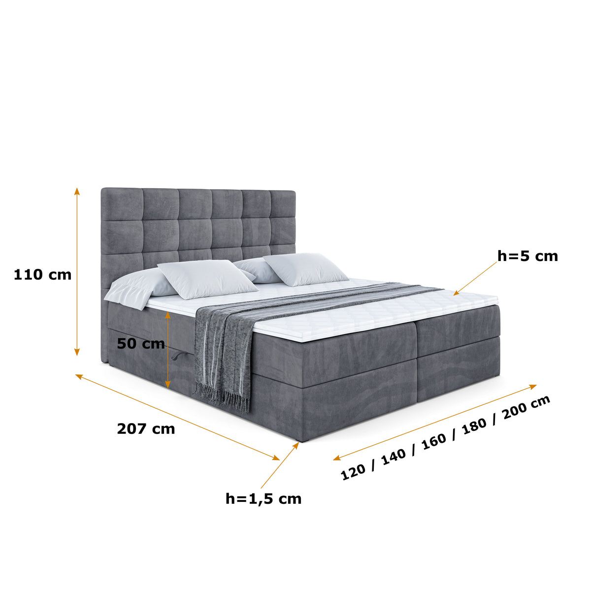 Łóżko boxspring BRUGO welur