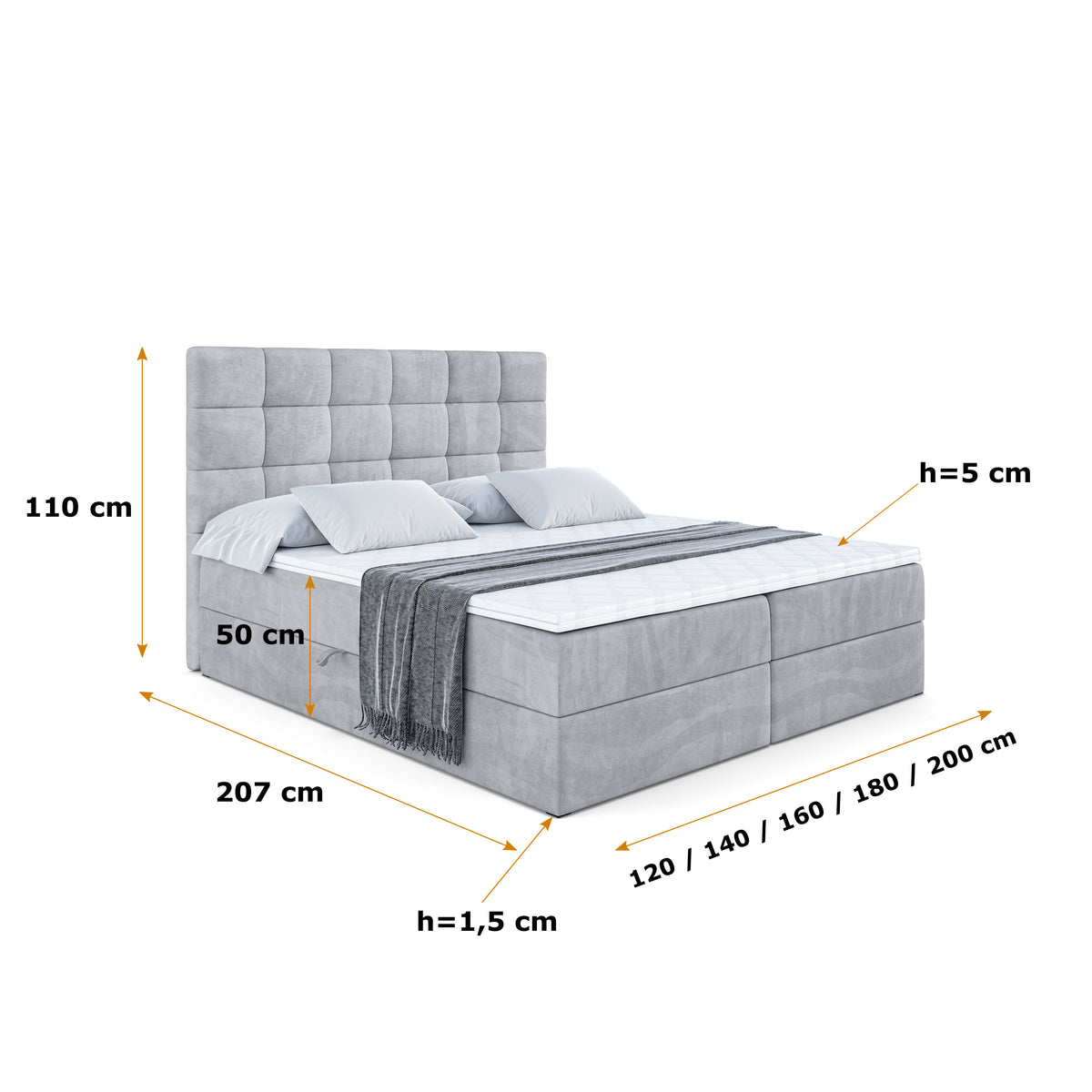Łóżko boxspring BRUGO welur