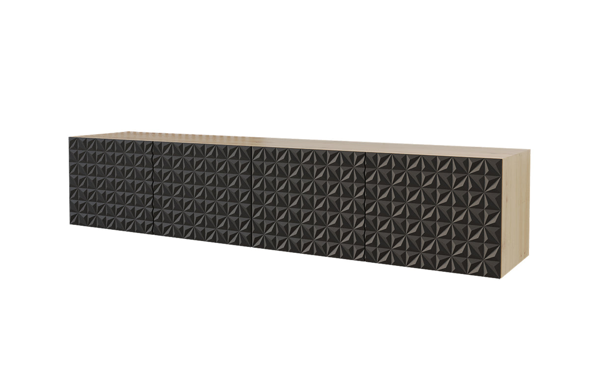 Szafka RTV VIRA, Dąb Artisan/Czarny / 200 cm / Wiszący