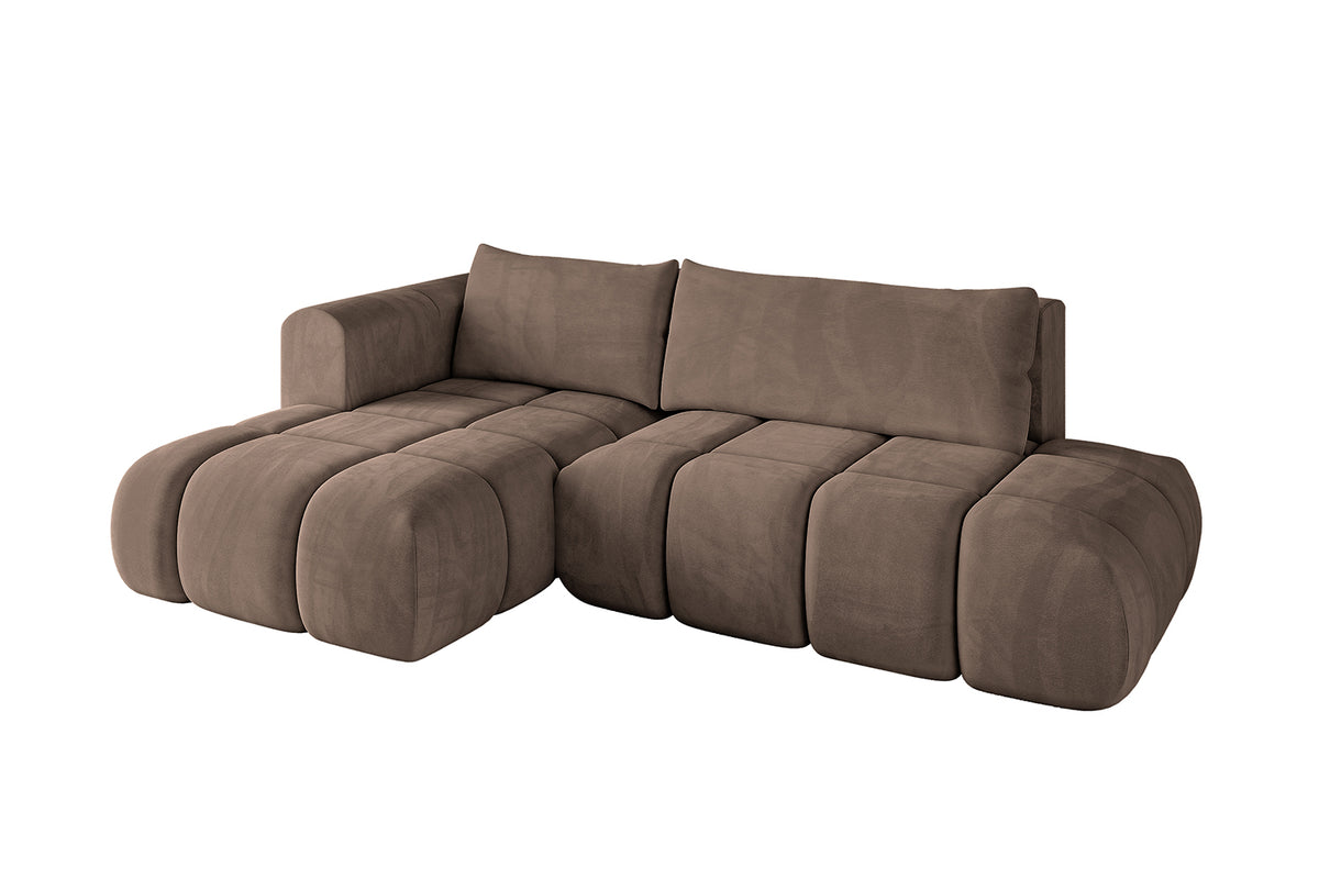 Narożnik CLOUD-L welur, Brązowy - Dream Velvet 202.37 / Otomana z lewej / Z funkcją spania