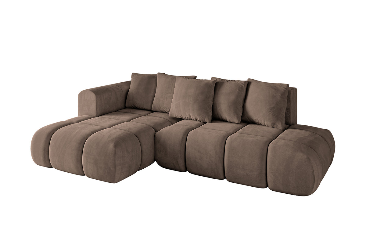 Narożnik CLOUD-L-v1 welur, Brązowy - Dream Velvet 202.37 / Otomana z lewej / Z funkcją spania