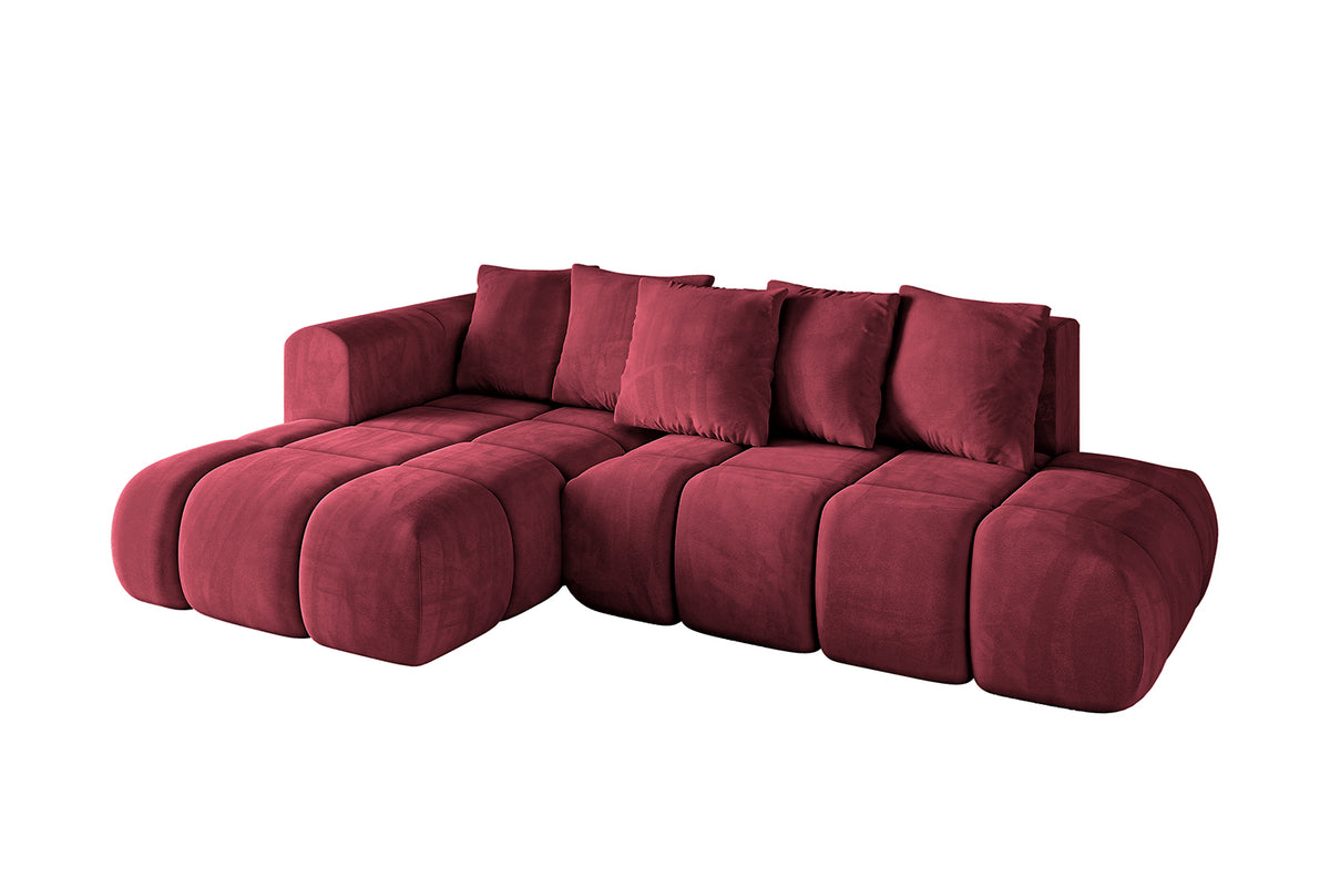 Narożnik CLOUD-L-v1 welur, Bordowy - Dream Velvet 202.11 / Otomana z lewej / Z funkcją spania