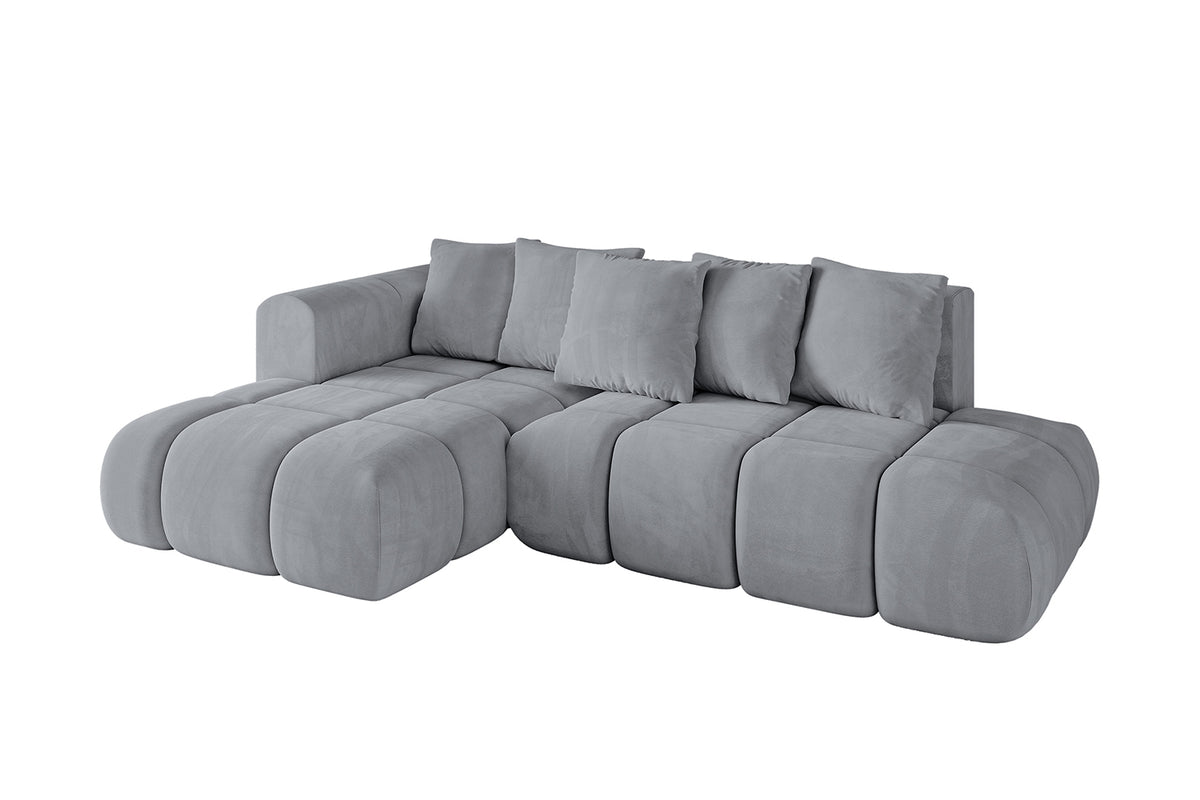 Narożnik CLOUD-L-v1 welur, Szary - Dream Velvet 202.17 / Otomana z lewej / Z funkcją spania