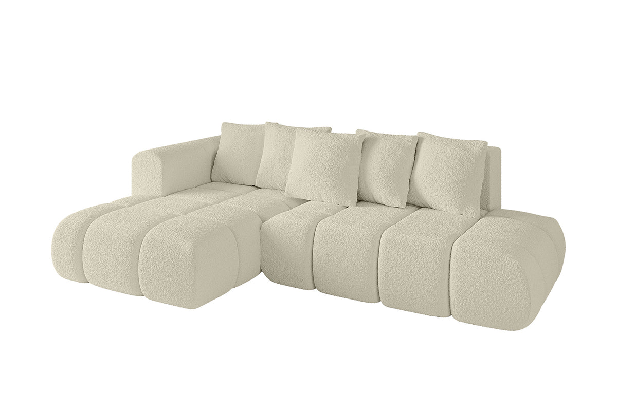 Narożnik CLOUD-L-v1 Bouclé, Beżowy - Quelle 02 / Otomana z lewej / Z funkcją spania