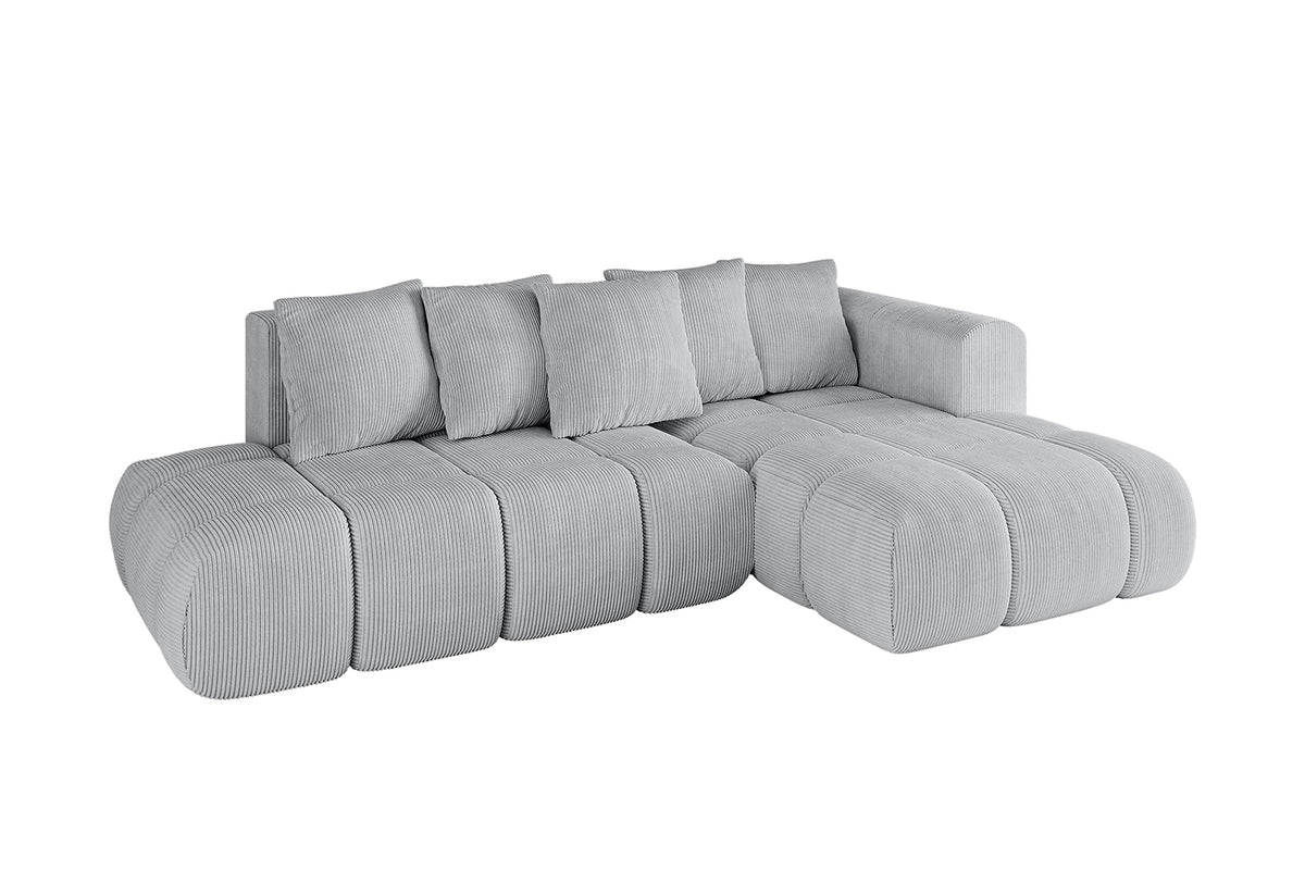 Narożnik CLOUD-L-v1 sztruks, Szary - Poso 110 / Otomana z prawej / Z funkcją spania