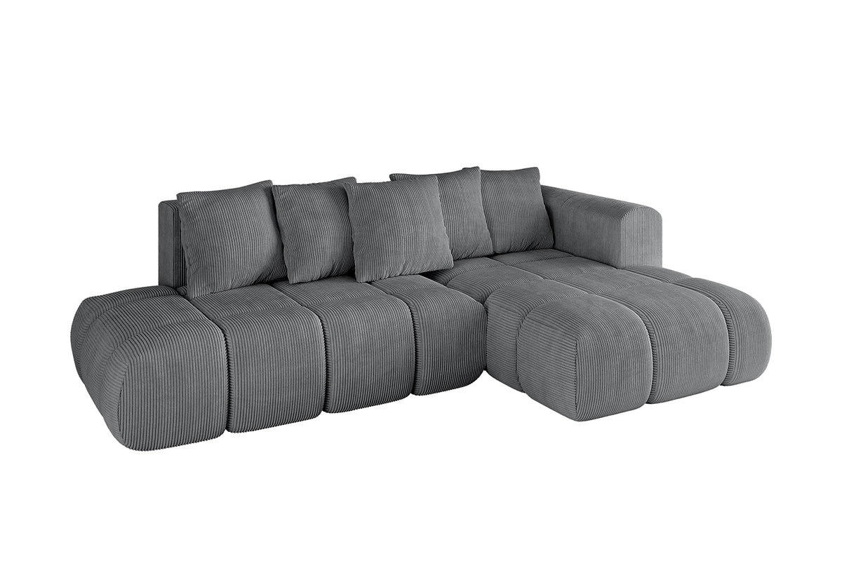 Narożnik CLOUD-L-v1 sztruks, Ciemnoszary - Poso 115 / Otomana z prawej / Z funkcją spania