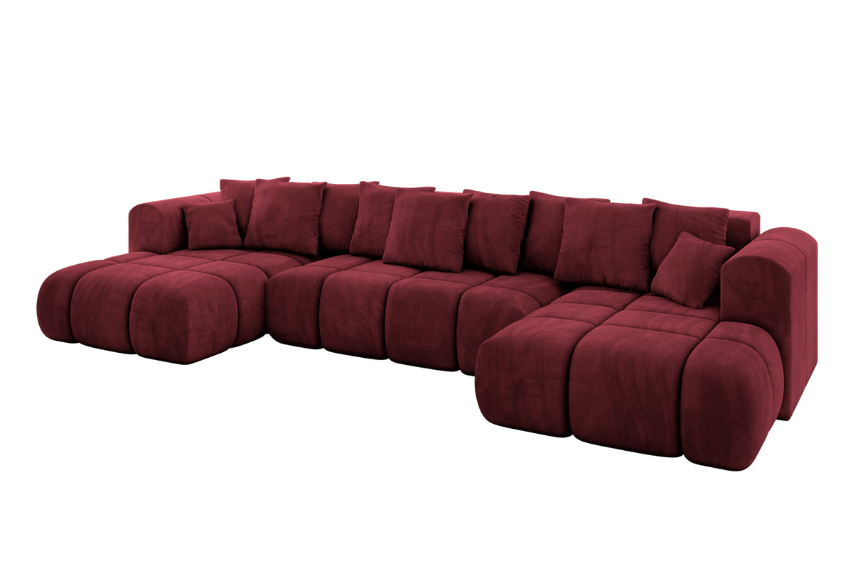 Narożnik CLOUD-U-v1 welur, Bordowy - Dream Velvet 202.11 / W kształcie U / Z funkcją spania