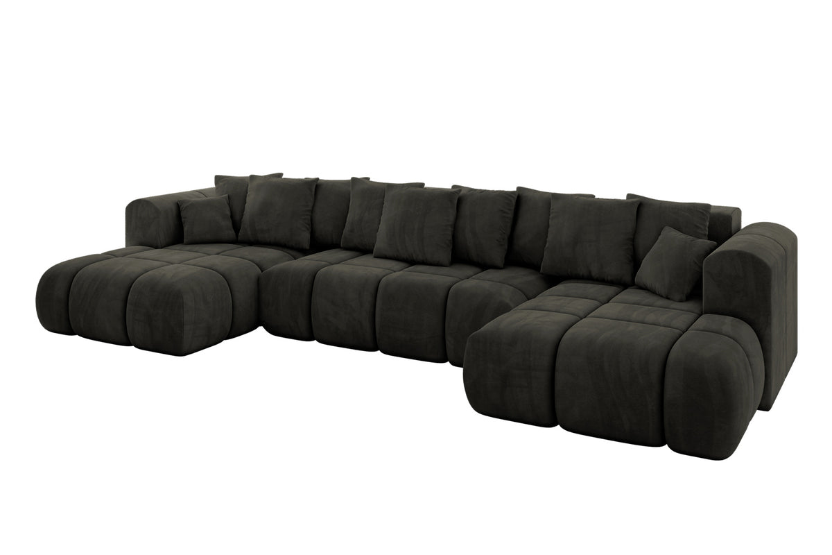 Narożnik CLOUD-U-v1 welur, Czarny - Dream Velvet 202.12 / W kształcie U / Z funkcją spania