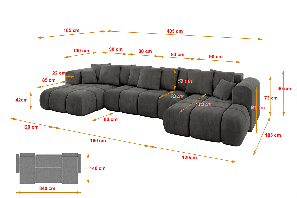 Narożnik CLOUD-U-v1 welur