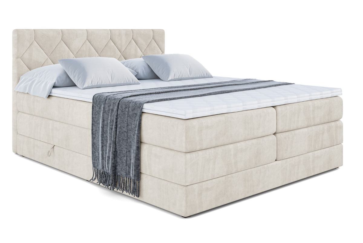 Boxspringbett CATOR KING Samt, Beige - Casablanca 2301 / 120x200 cm