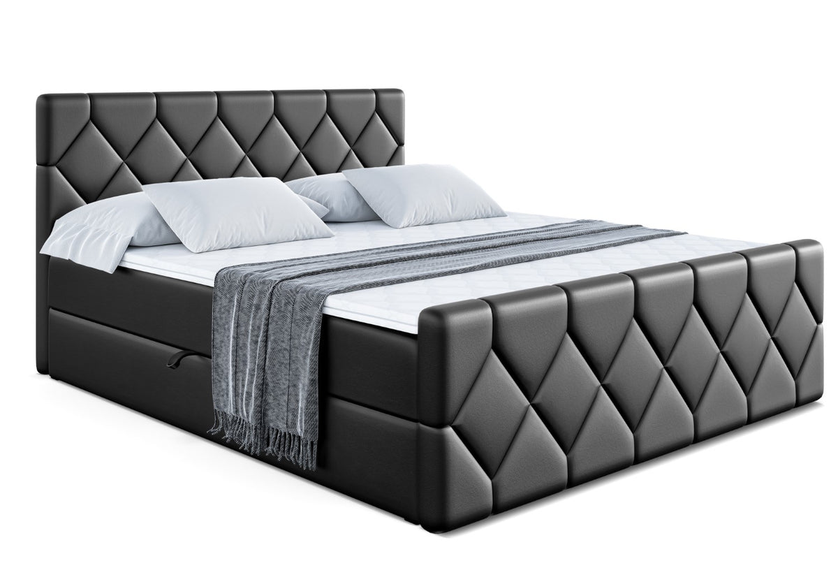 Boxbett CATOR-Z Kunstleder, Schwarz - Soft 11 / 120x200 cm / H3