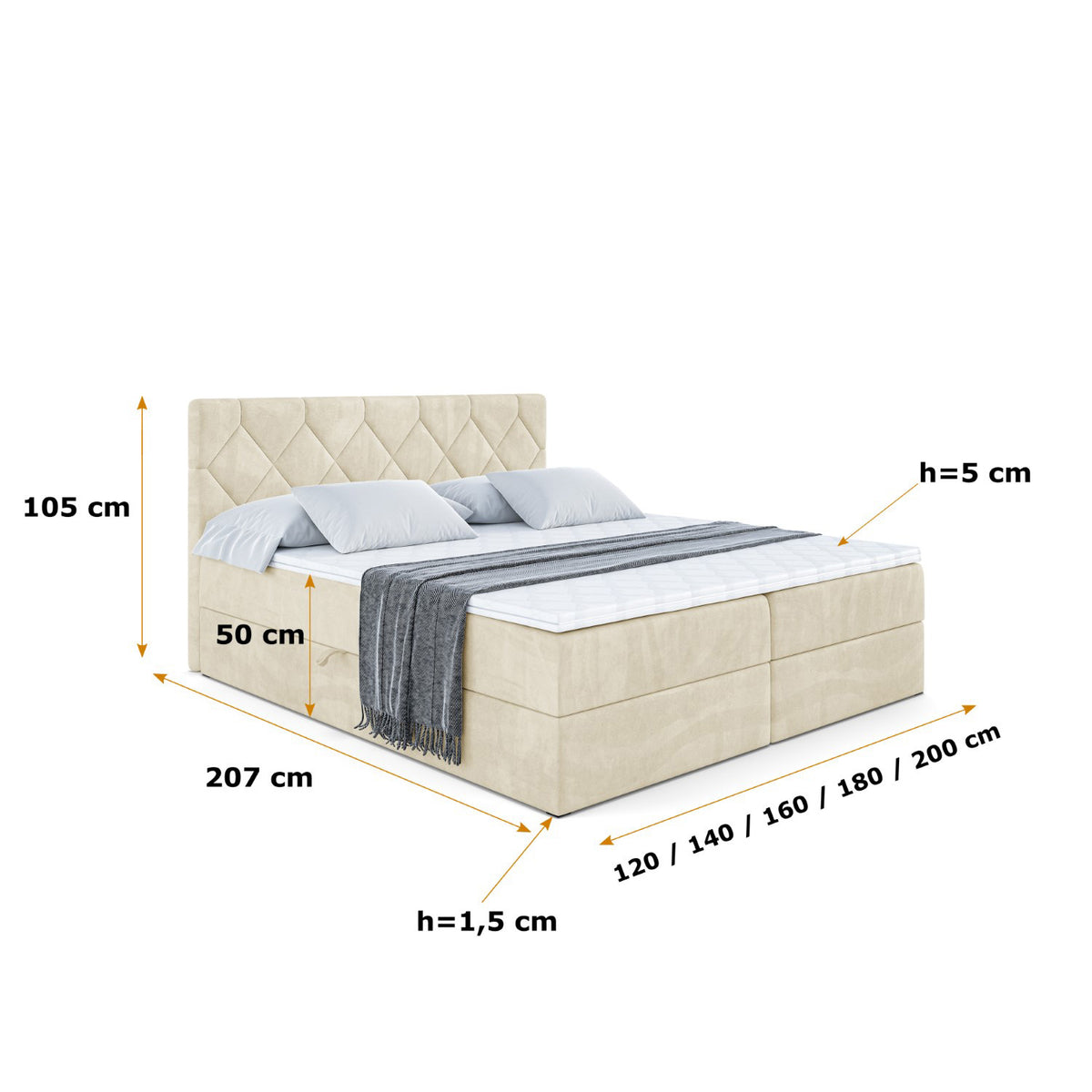 Łóżko boxspring CATOR welur