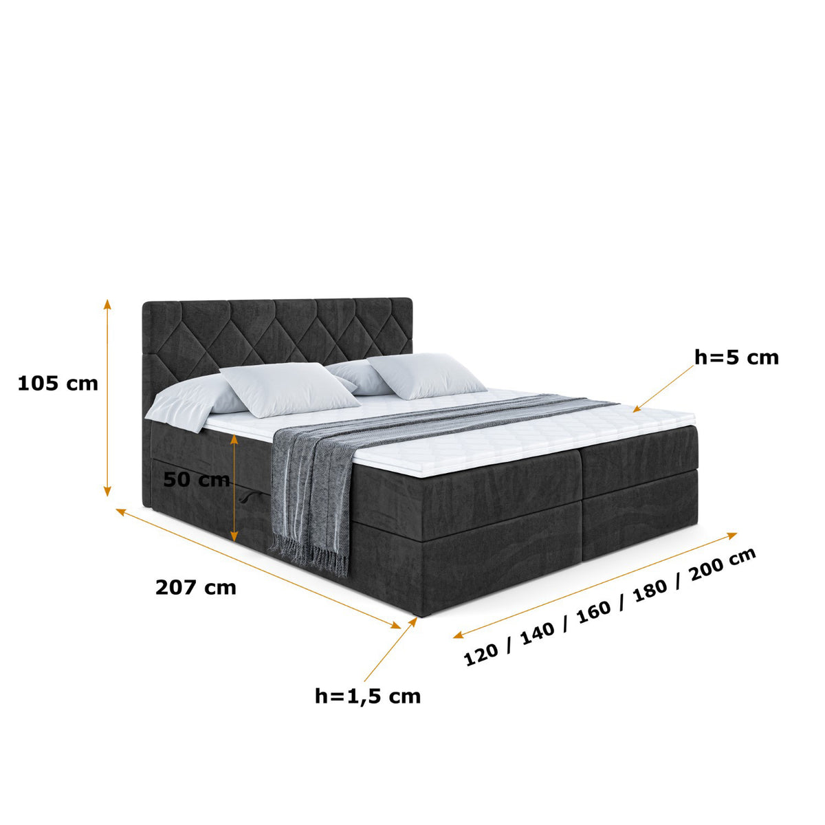 Łóżko boxspring CATOR welur