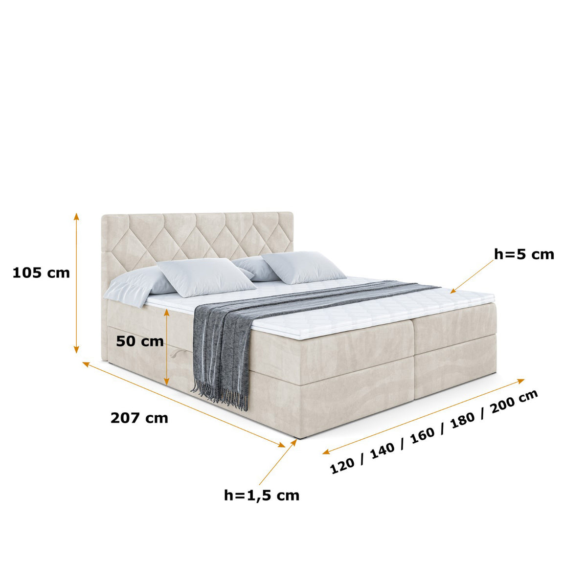 Łóżko boxspring CATOR welur