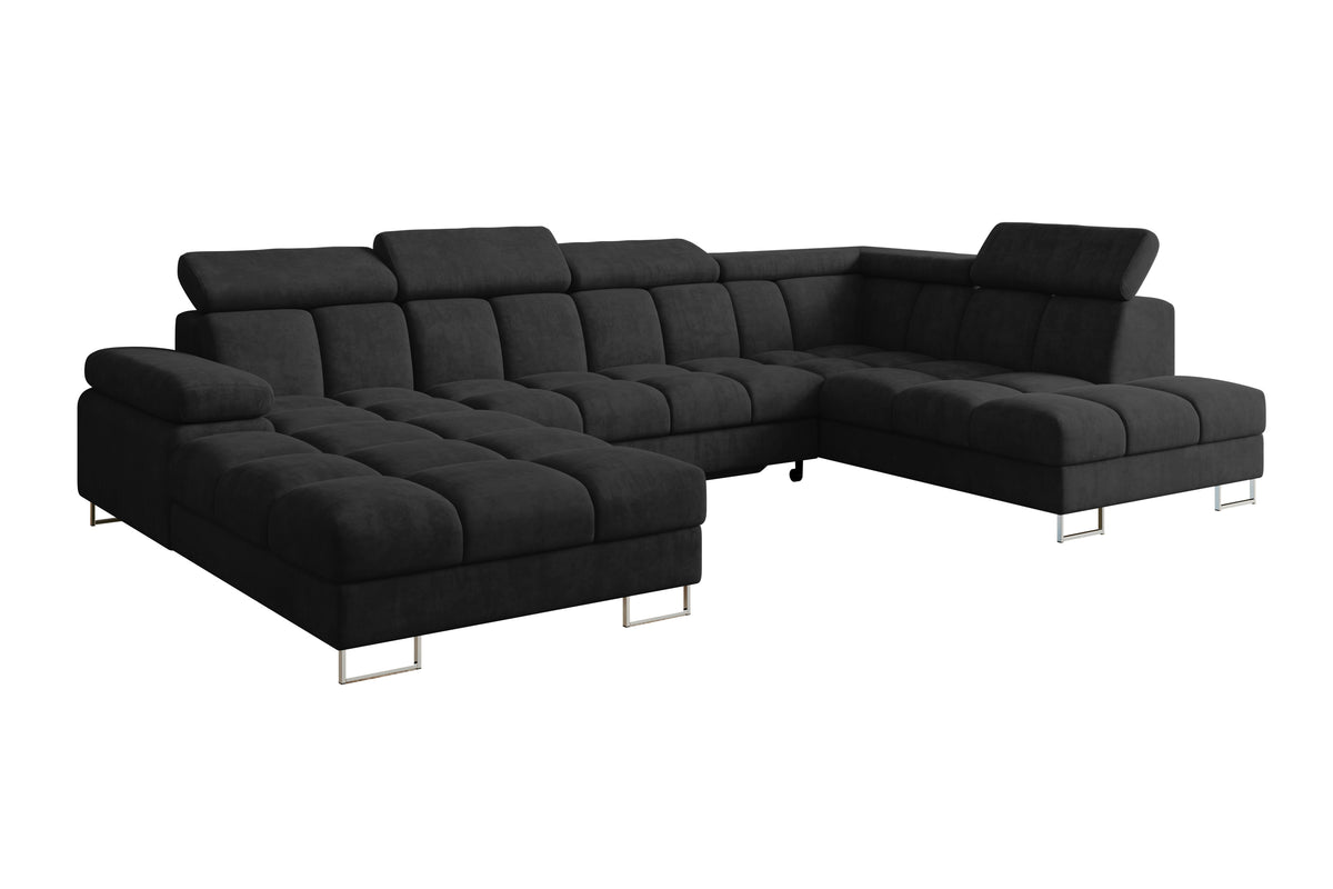 Wohnlandschaft COMA U Samt, Schwarz - Dream Velvet 202.12 / Rechts / Mit Schlaffunktion