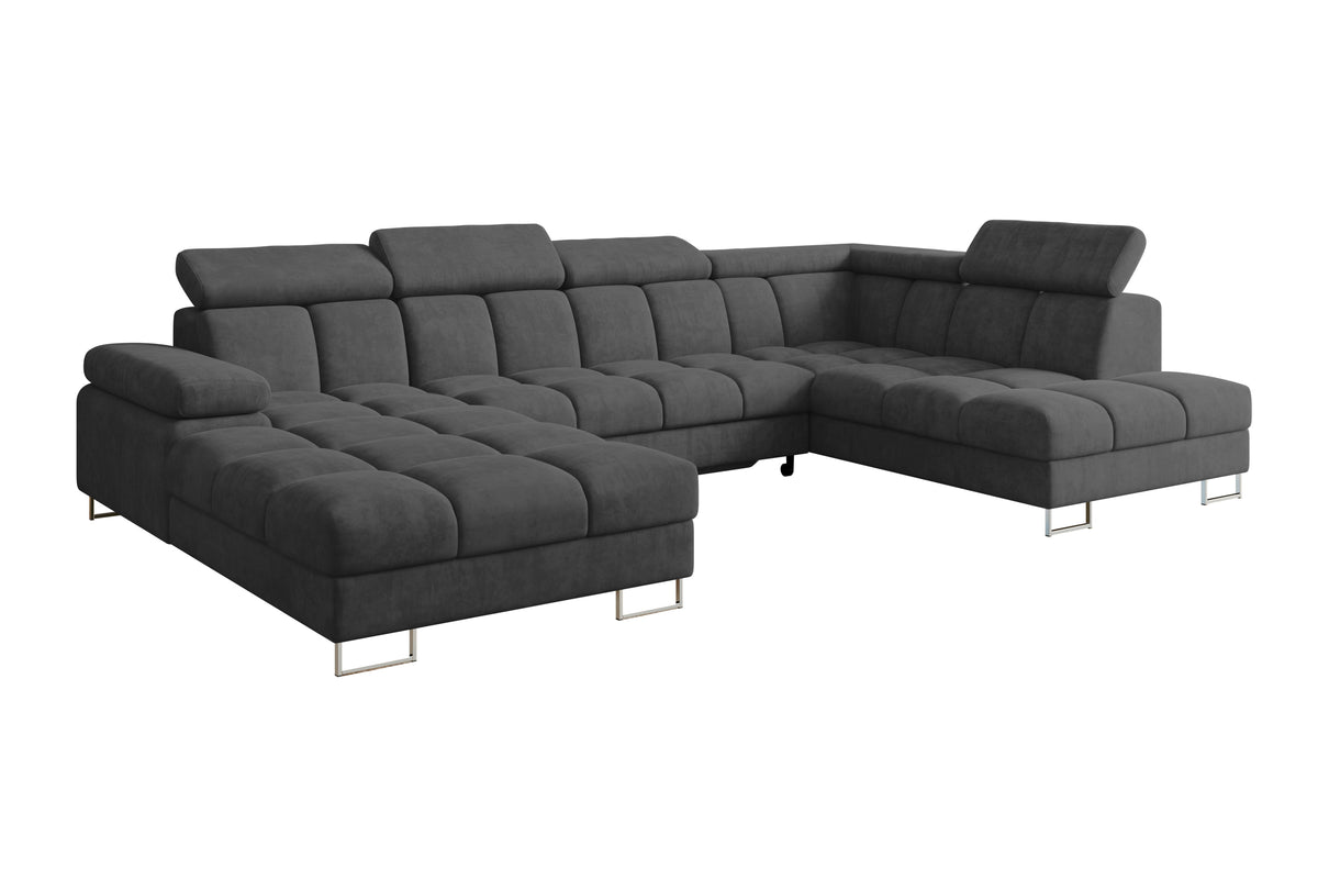 Wohnlandschaft COMA U Samt, Dunkelgrau - Dream Velvet 202.13 / Rechts / Mit Schlaffunktion