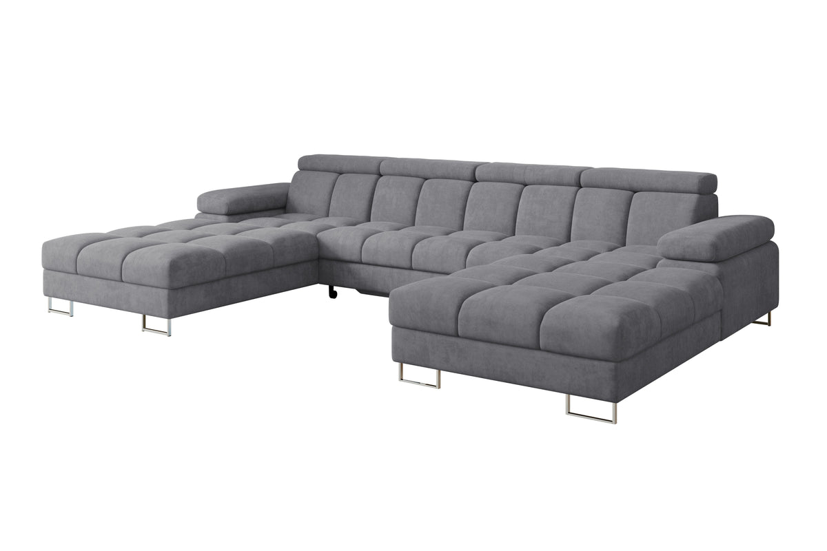 Wohnlandschaft COMA U2 Samt, Grau - Dream Velvet 202.17 / U-Form / Mit Schlaffunktion