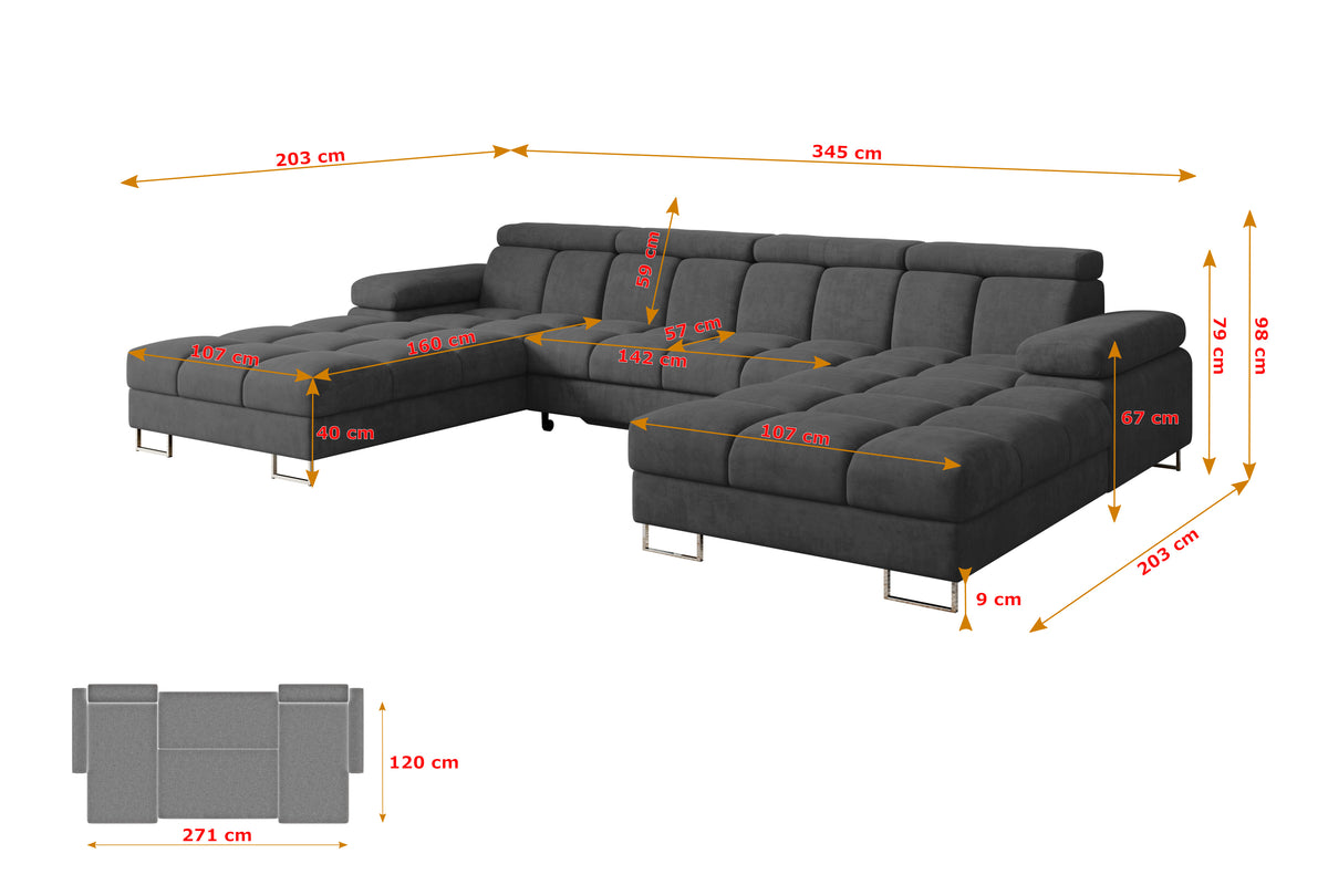 Wohnlandschaft COMA U2 Samt