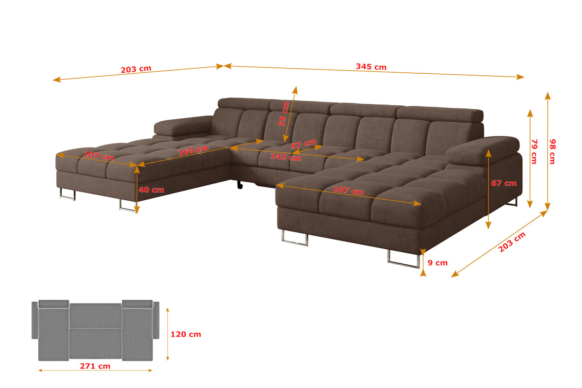Wohnlandschaft COMA U2 Samt