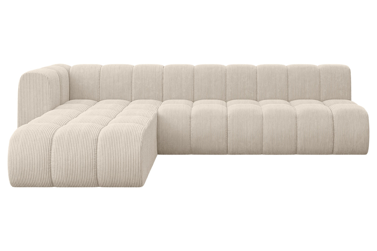Ecksofa DARNEL-L2 Cord, Beige - Poso 105 / Ottomane Links / Ohne Schlaffunktion
