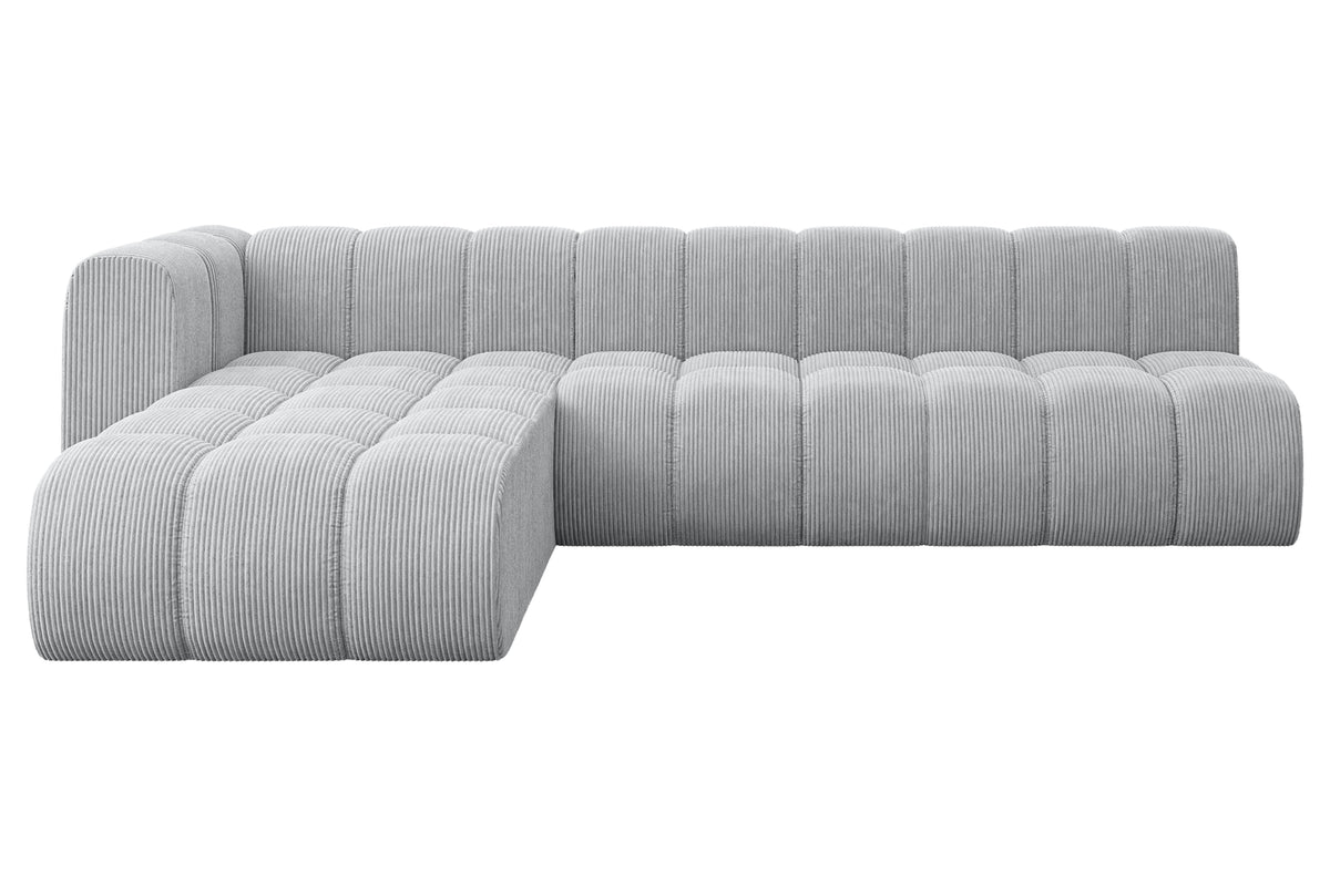 Ecksofa DARNEL-L2 Cord, Grau - Poso 110 / Ottomane Links / Ohne Schlaffunktion