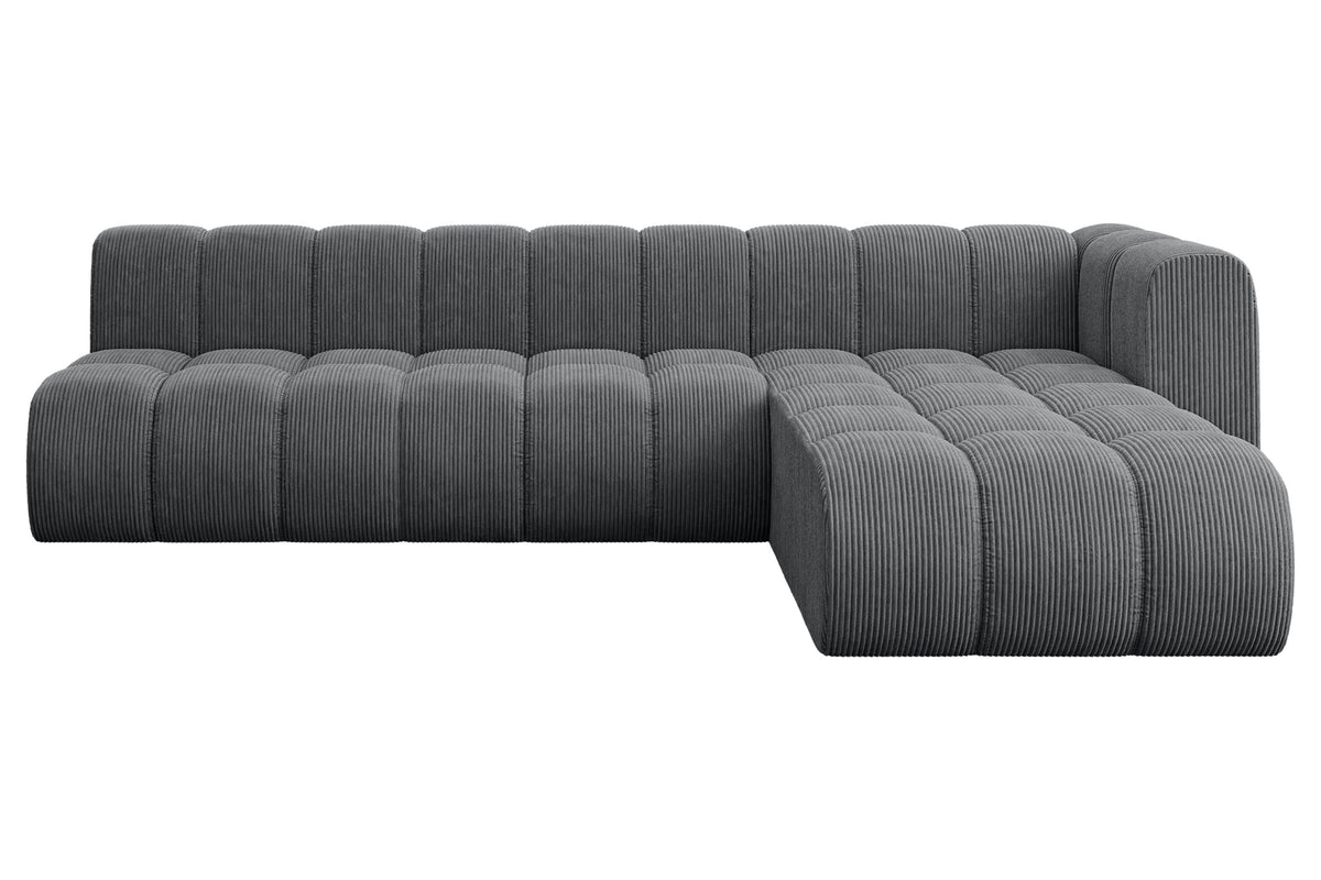 Ecksofa DARNEL-L2 Cord, Dunkelgrau - Poso 115 / Ottomane Rechts / Ohne Schlaffunktion