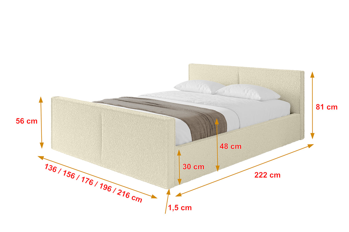 Łóżko tapicerowane EMMI-Z-v1 Bouclé