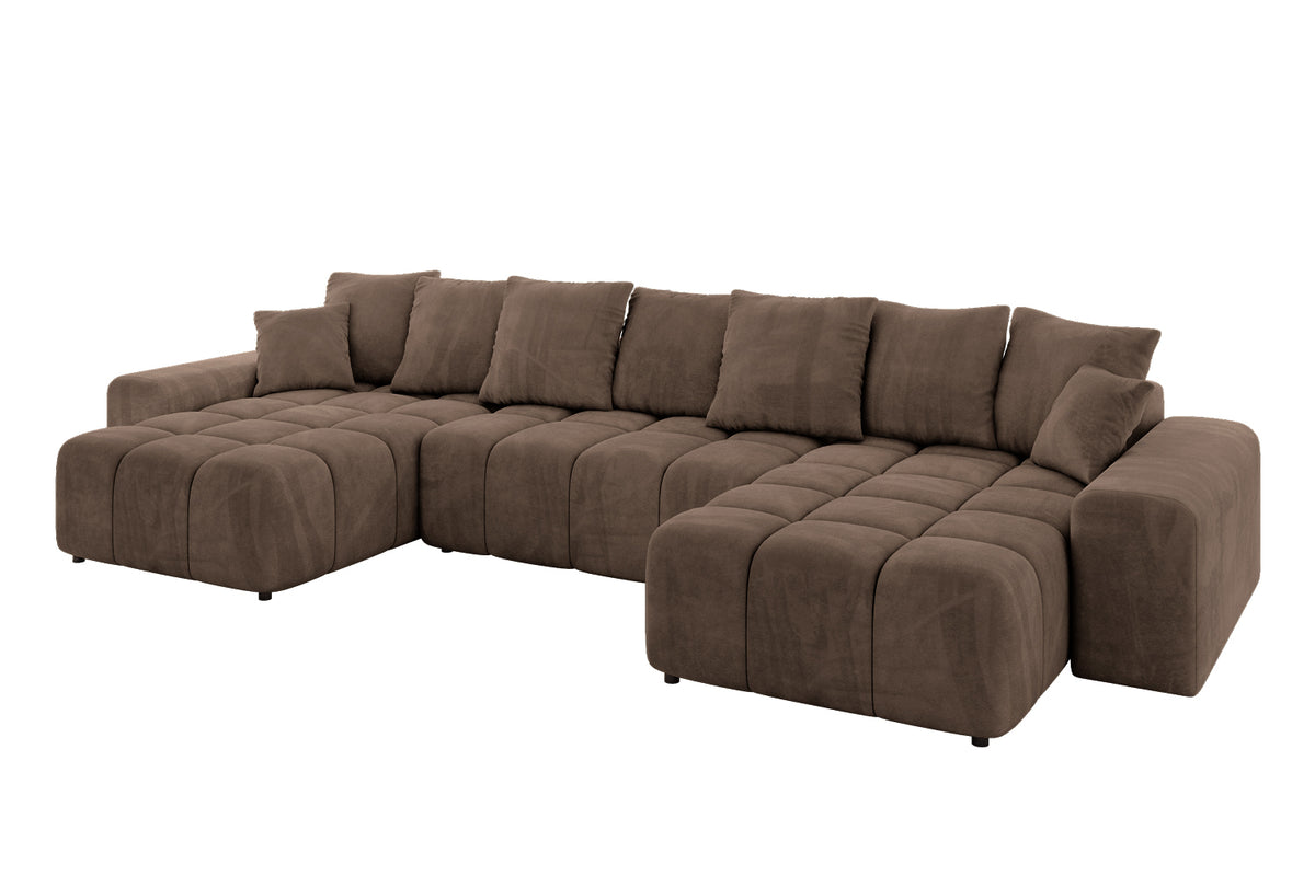 Narożnik ENIL-U welur, Brązowy - Dream Velvet 202.37 / W kształcie U / Z funkcją spania