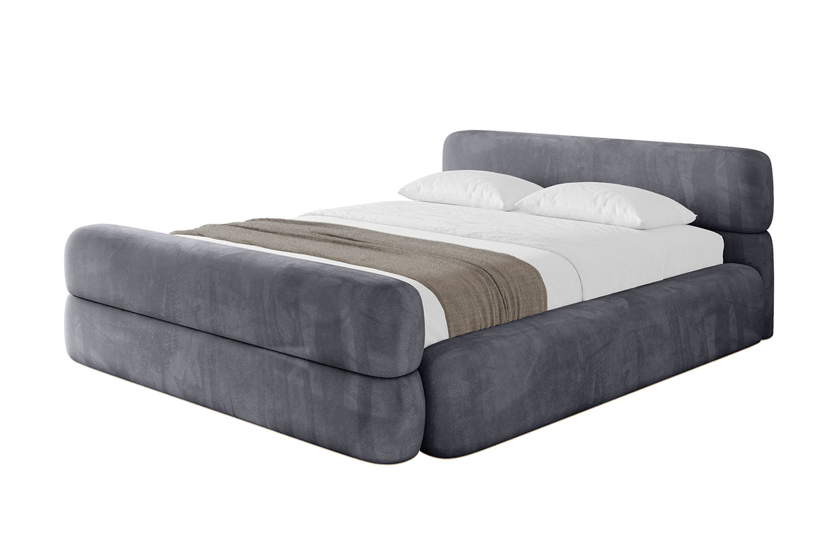 Łóżko tapicerowane ENORA-Z-v1 welur, Ciemnoszary - Casablanca 2315 / 120x200 cm / Z materacem