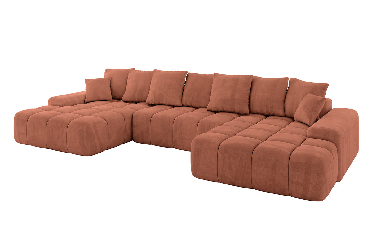 Wohnlandschaft ENSI-U Samt, Apricot - Dream Velvet 202.07 / U-Form / Mit Schlaffunktion