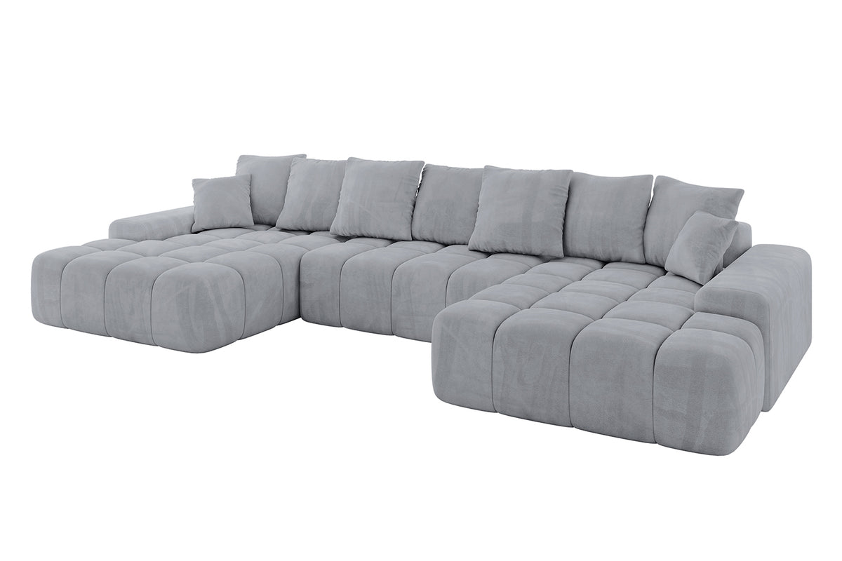 Wohnlandschaft ENSI-U Samt, Grau - Dream Velvet 202.17 / U-Form / Mit Schlaffunktion