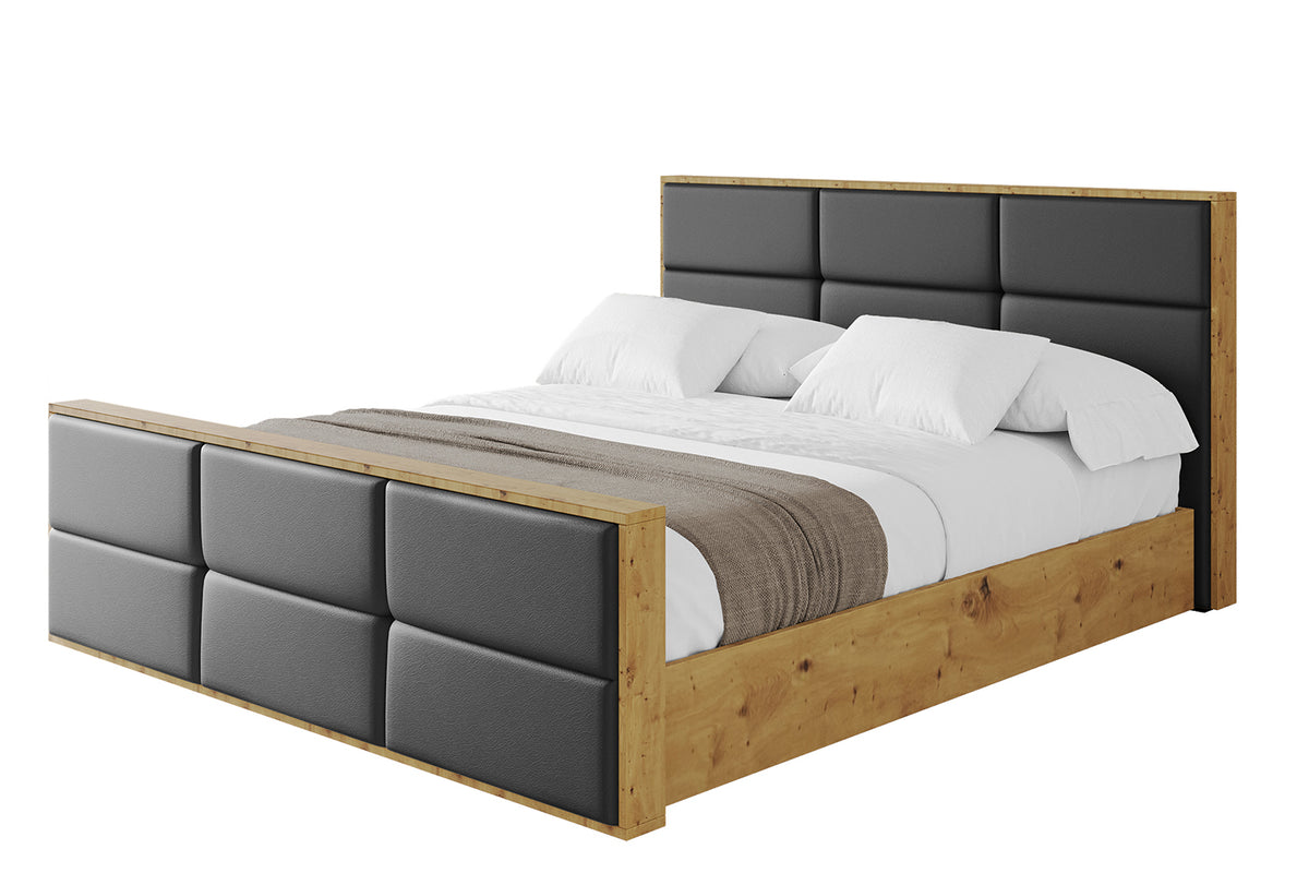 Łóżko tapicerowane ENZO1-Z ekoskóra, Czarny - Soft 11 / 120x200 cm / Z materacem