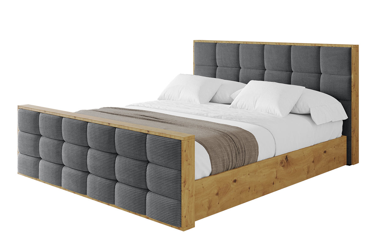 Łóżko tapicerowane ENZO2-Z sztruks, Ciemnoszary - Poso 115 / 120x200 cm / Bez materaca