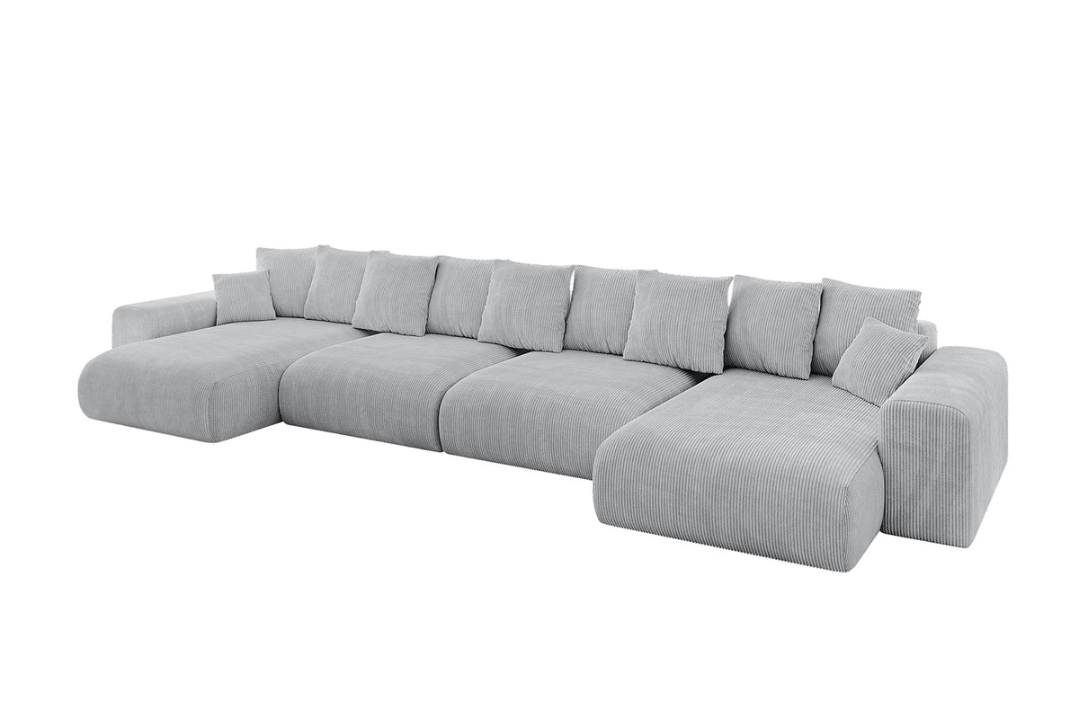 Wohnlandschaft ESKAR-U2 Cord, Grau - Poso 110 / U-Form / Mit Schlaffunktion